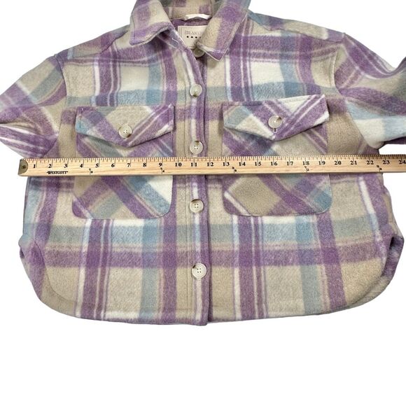 Blank‎ NYC Shacket Medium Lavender Purple Plaid Cropped Button Up Jacket Shirt - Picture 7 of 10